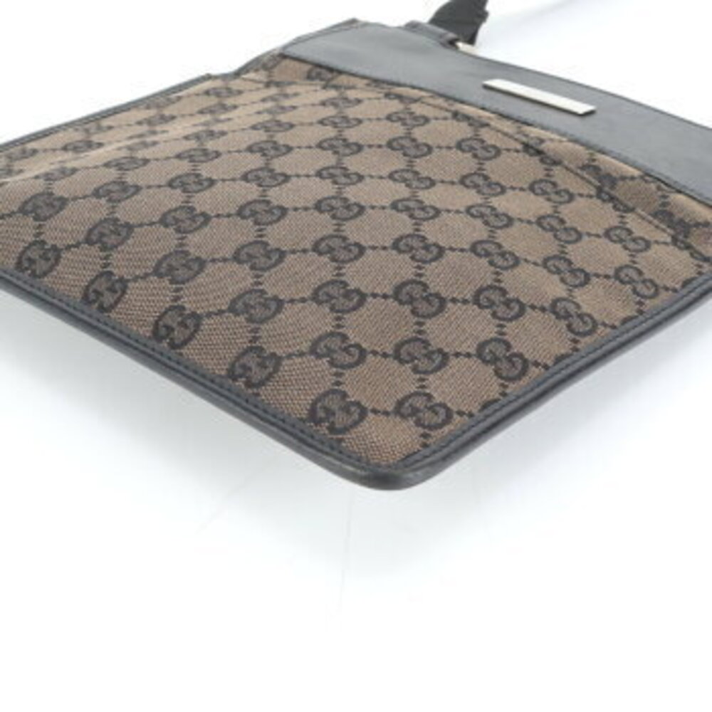 Gucci canvas messenger GG leather MEE bag business shoulder brown - Picture 6 of 9